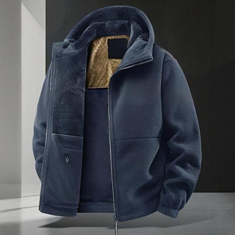 Chamarra con Capucha para Hombre con Forro Afelpado en color azul oscuro