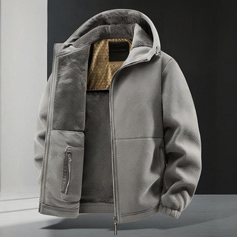 Chamarra con Capucha para Hombre con Forro Afelpado en color gris
