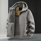 Chamarra con Capucha para Hombre con Forro Afelpado en color gris