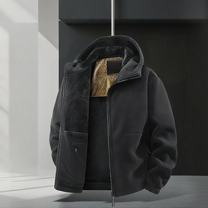 Chamarra con Capucha para Hombre con Forro Afelpado en color negro