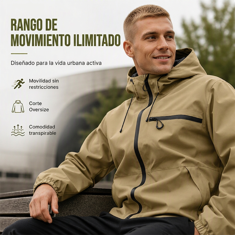Chamarra Impermeable con Capucha para Hombre Estilo Urbano - vista 2