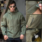 Chamarra Softshell para Hombre Resistente al Agua con Capucha