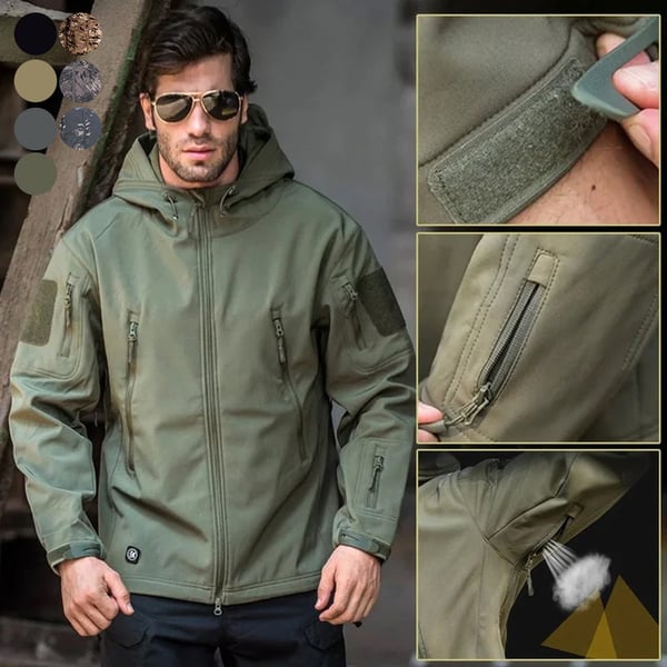 Chamarra Softshell para Hombre Resistente al Agua con Capucha
