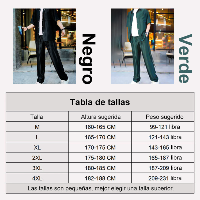 Conjunto de Camisa y Pantalón para Hombre Satinado a Rayas - vista 8
