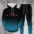 Conjunto Deportivo Degradado para Hombre Sudadera y Pants en color negro-azul