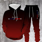 Conjunto Deportivo Degradado para Hombre Sudadera y Pants en color negro-rojo