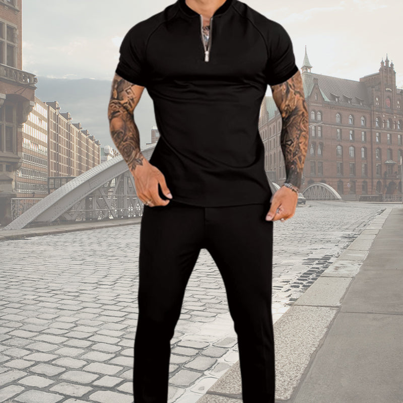 Conjunto para Hombre Polo con Cierre y Pantalón en color negro