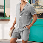 Conjunto de Lino para Hombre Camisa y Short en color gris