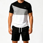 Conjunto de Playera y Short para Hombre de Bloques de Color en color negro
