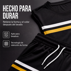 Conjunto de Playera y Short Negro para Hombre con Rayas Deportivas - vista 7