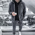 Conjunto de Polar para Hombre Camisa y Jogger en color gris oscuro