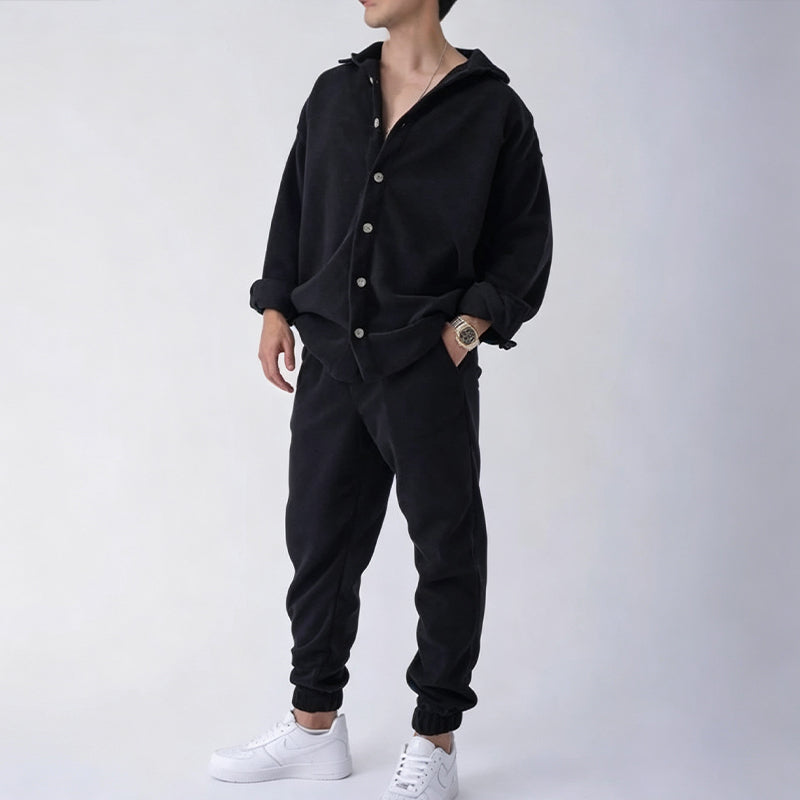 Conjunto de Polar para Hombre Camisa y Jogger en color negro