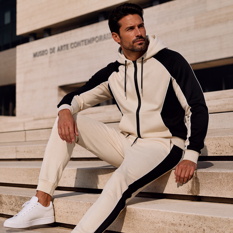 Conjunto Deportivo para Hombre Sudadera con Cierre y Pants Bloques de Color - vista 8