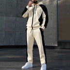 Conjunto Deportivo para Hombre Sudadera con Cierre y Pants Bloques de Color en color albaricoque y gris