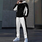 Conjunto Deportivo para Hombre Sudadera con Cierre y Pants Bloques de Color en color blanco y negro
