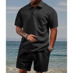 Conjunto de Verano para Hombre Polo Jacquard y Short en color negro