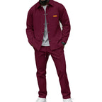 Conjunto Waffle para Hombre Chaqueta y Pantalón en color borgoña