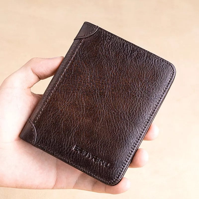 🔥 Novedad 2026 🔥 Cartera minimalista de cuero para hombre con protección RFID – Ultraplana, cuero genuino de primera calidad, diseño compacto para uso diario.
