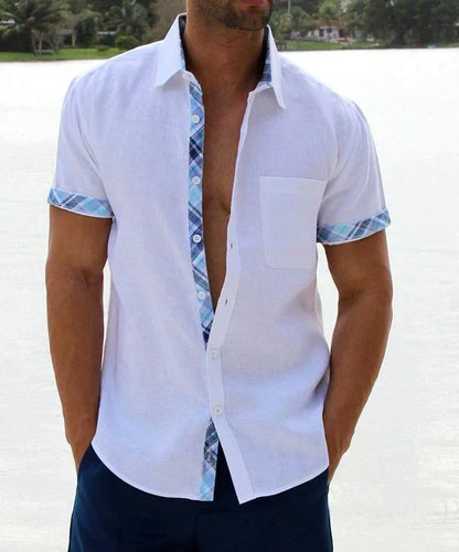 Camisa informal con botones y cuello a cuadros para hombre