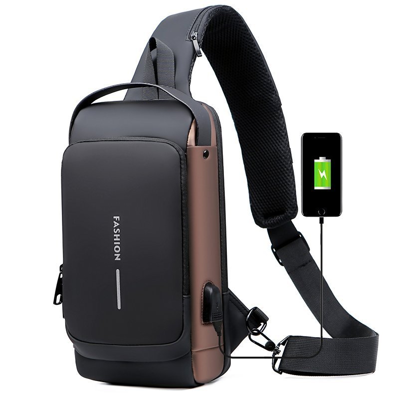 Bandolera Antirrobo para Hombre con Puerto USB y Candado - vista 2