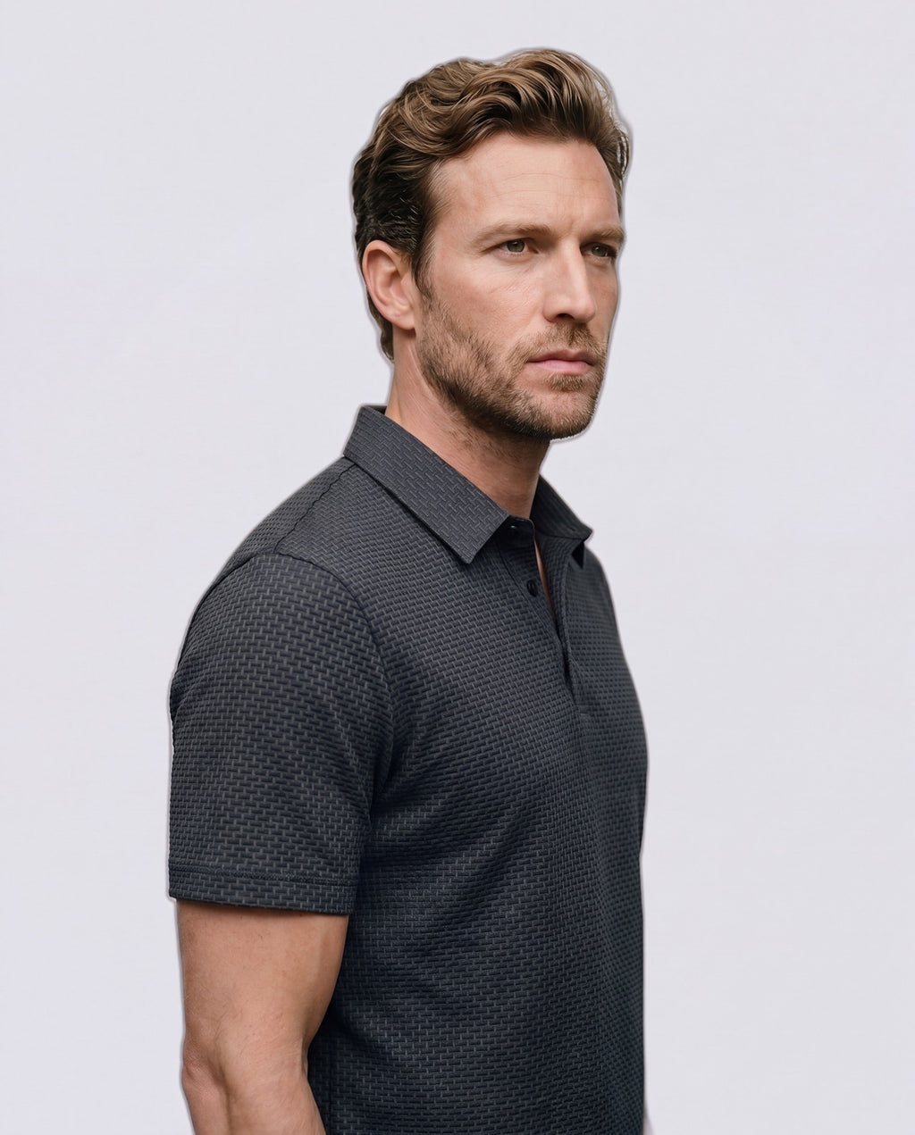 Playera Polo para Hombre de Punto Texturizado y Elástico