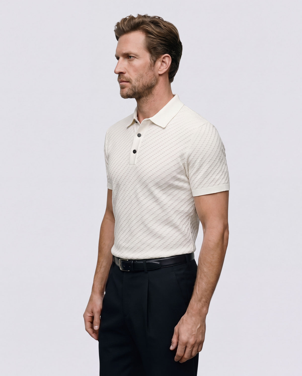 Playera Polo para Hombre de Punto Texturizado y Elástico