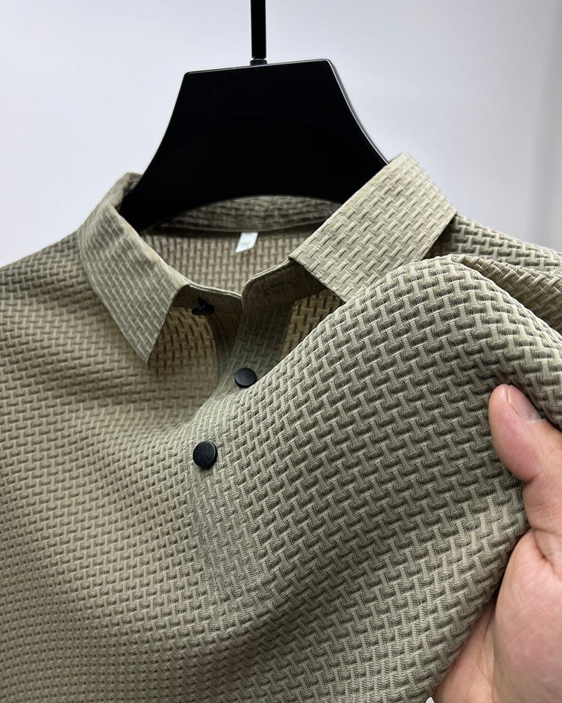 Playera Polo para Hombre de Punto Texturizado y Elástico