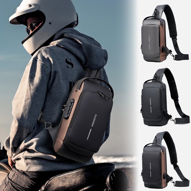 Bandolera Antirrobo para Hombre con Puerto USB y Candado