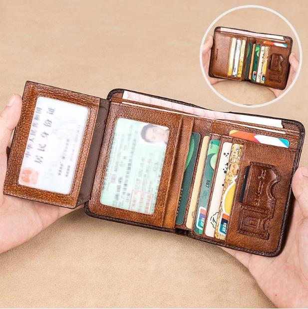 🔥 Novedad 2026 🔥 Cartera minimalista de cuero para hombre con protección RFID – Ultraplana, cuero genuino de primera calidad, diseño compacto para uso diario.