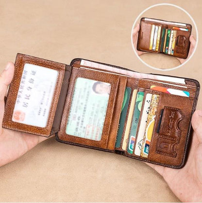 🔥 Novedad 2026 🔥 Cartera minimalista de cuero para hombre con protección RFID – Ultraplana, cuero genuino de primera calidad, diseño compacto para uso diario.