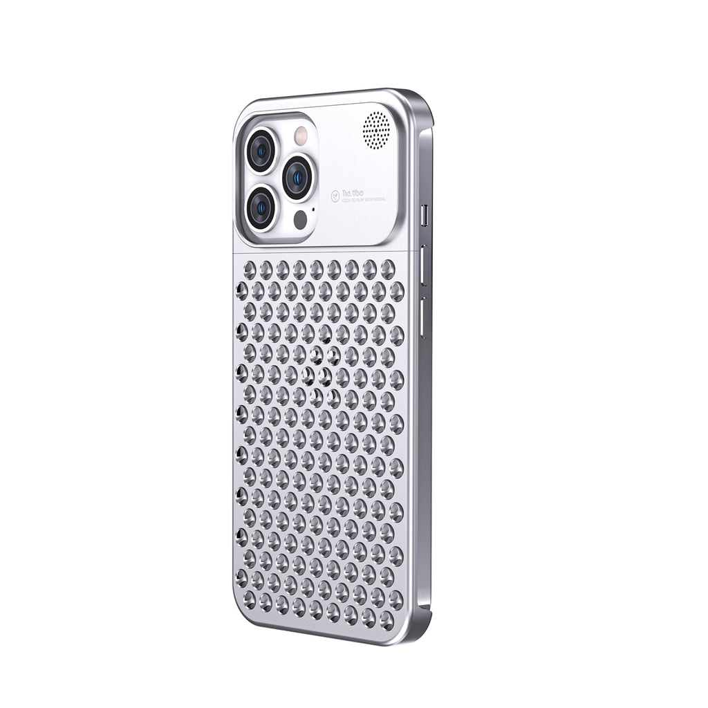 Funda de aluminio para iPhone plata vista lateral