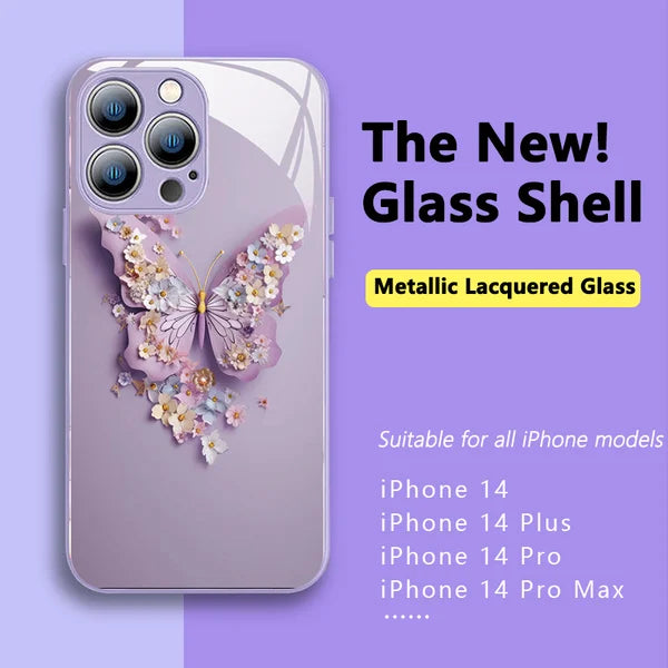 Funda de vidrio mariposa 3D lila