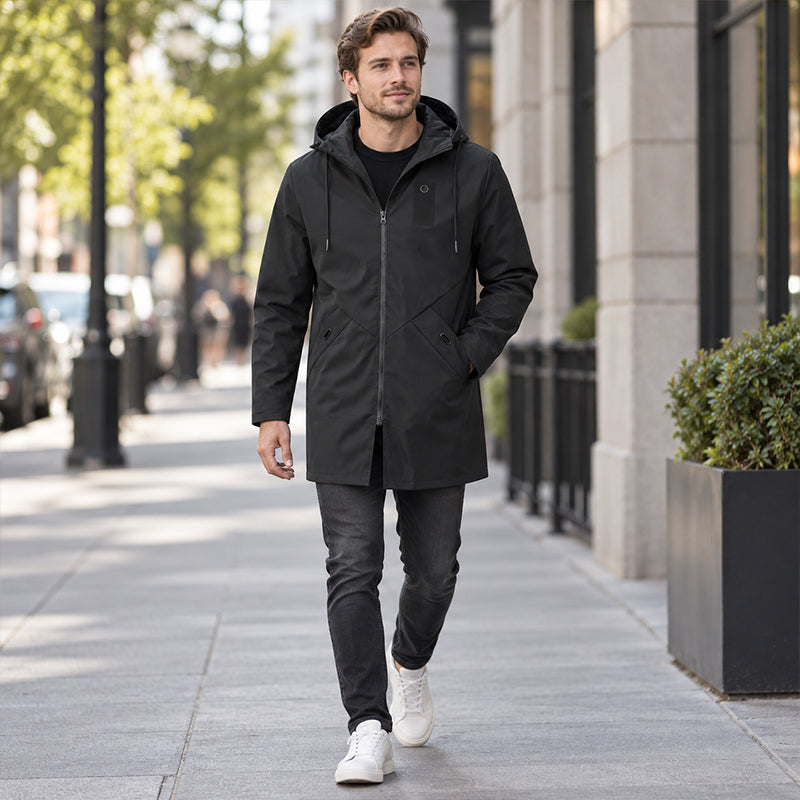 Gabardina Cortavientos con Capucha para Hombre Largo Medio - vista 2