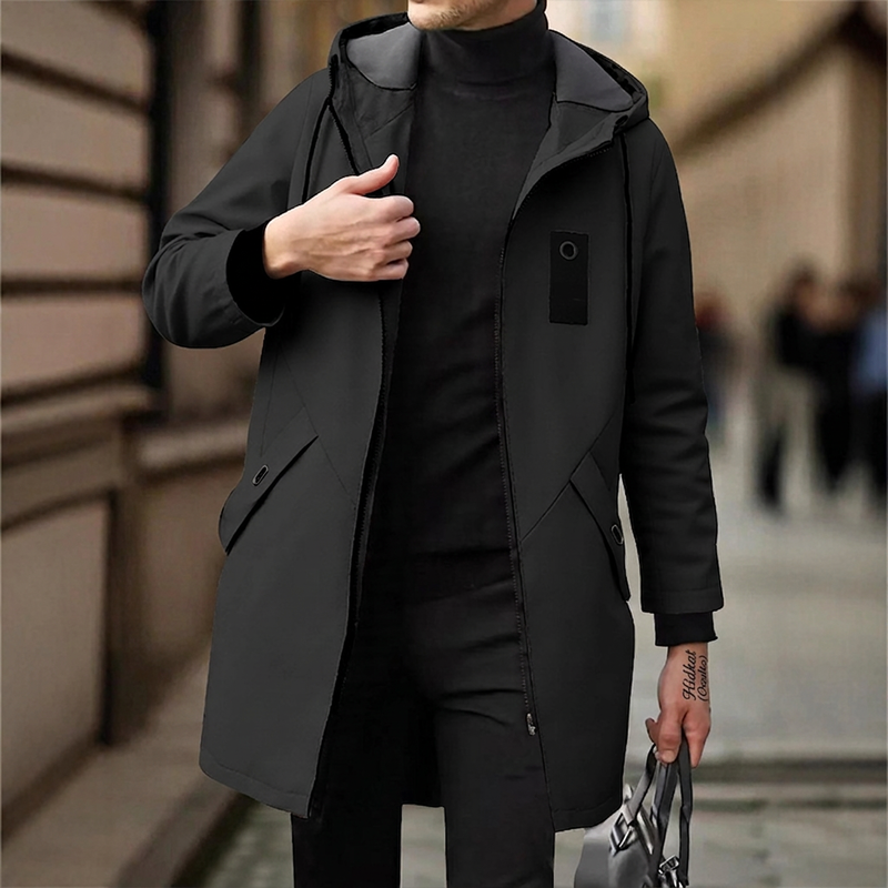 Gabardina Cortavientos con Capucha para Hombre Largo Medio - vista 5