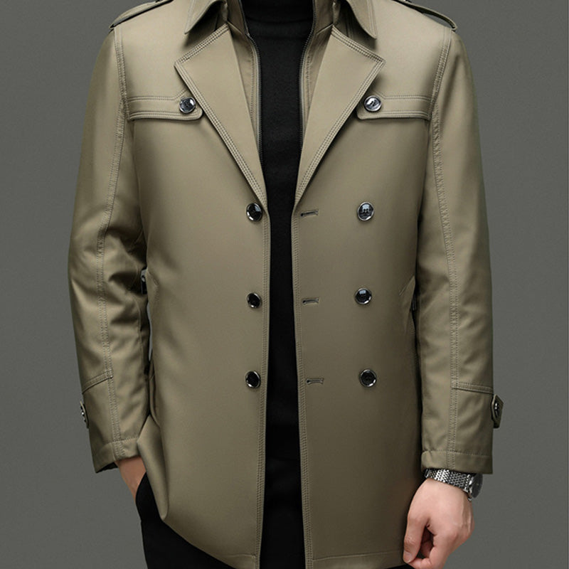 Gabardina para Hombre con Forro Desmontable y Cinturón en color caqui