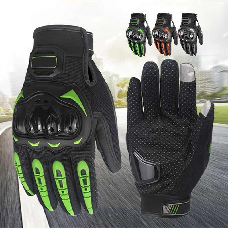 Guantes para Moto Táctiles con Protección en Nudillos en color verde