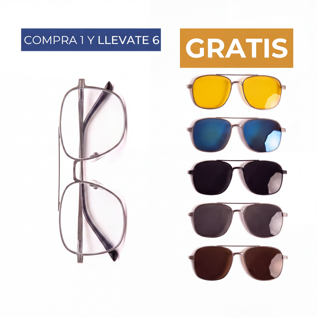 Lentes 6 en 1 con Clips Magnéticos de Sol para Hombre