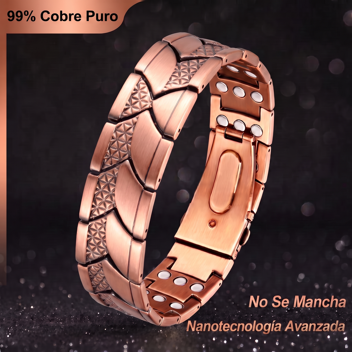 Brazalete de Cobre para Hombre con Imanes – 4 Diseños