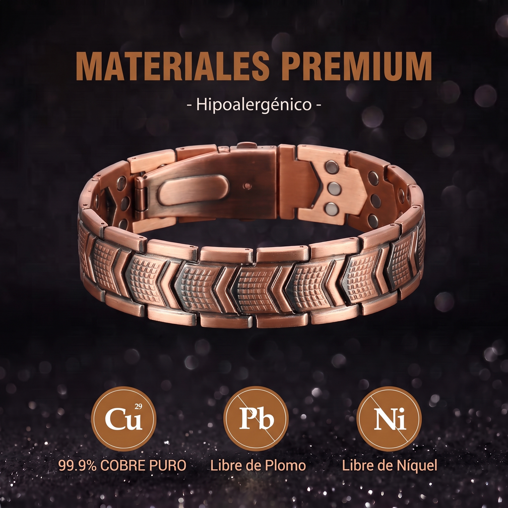 Brazalete de Cobre para Hombre con Imanes – 4 Diseños