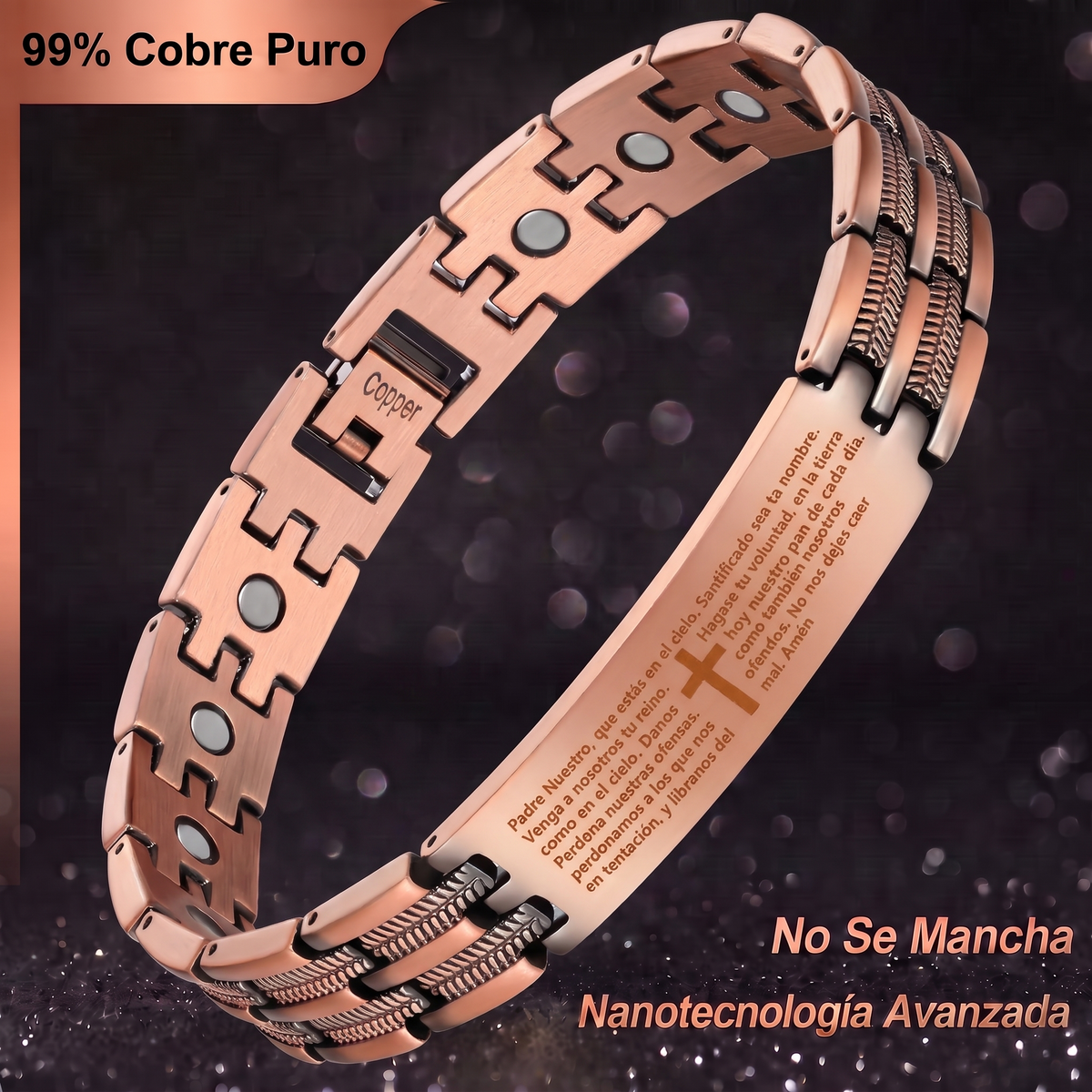 Brazalete de Cobre para Hombre con Imanes – 4 Diseños