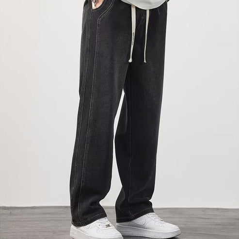 Jeans Holgados de Pierna Recta para Hombre con Cordón - vista 3