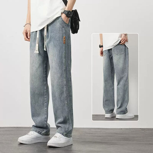 Jeans Holgados de Pierna Recta para Hombre con Cordón - vista 4