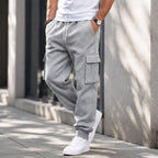 Jogger Cargo con Forro de Felpa para Hombre en color gris claro