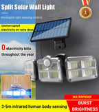 Lámpara Solar LED de 3 Cabezas con Sensor de Movimiento