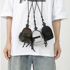 Mini mochila colgante negro camuflaje y gris