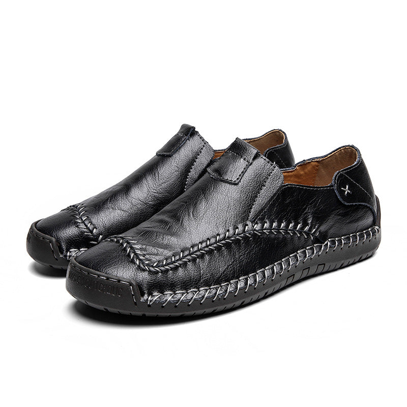 Mocasines de Piel Cosidos a Mano para Hombre en color negro