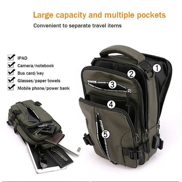 Mochila Cruzada Impermeable para Hombre Multifuncional - vista 4