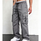 Pantalón Cargo Holgado para Hombre con Cordón en color gris oscuro