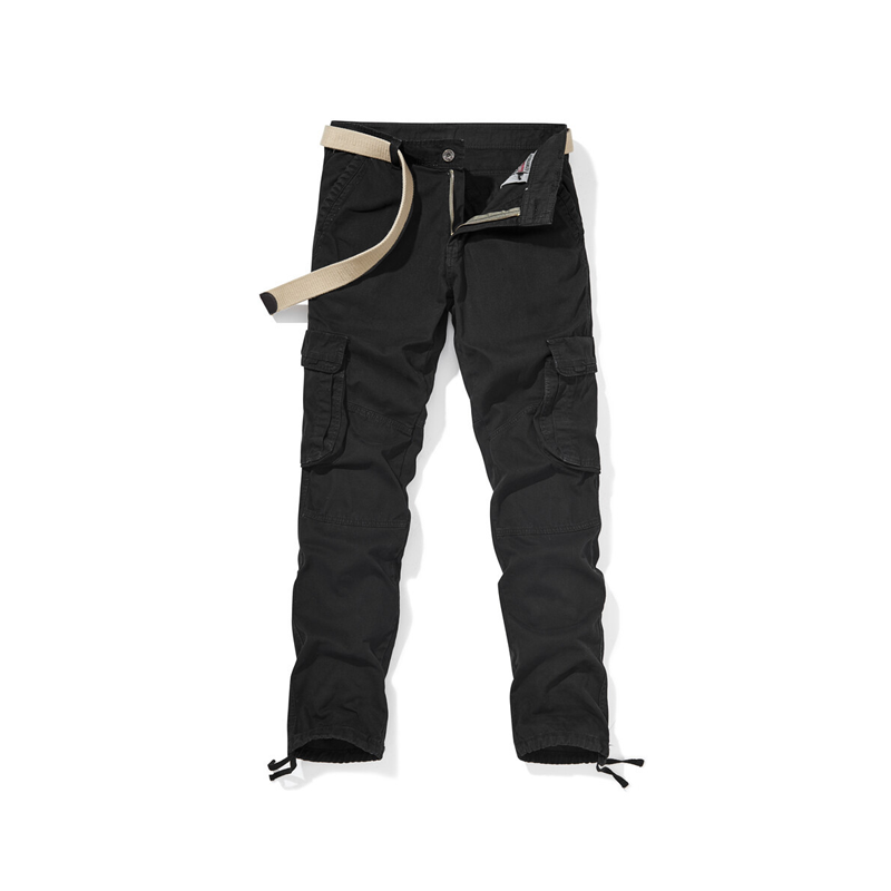 Pantalón Cargo Táctico para Hombre de Algodón Multibolsillos en color negro
