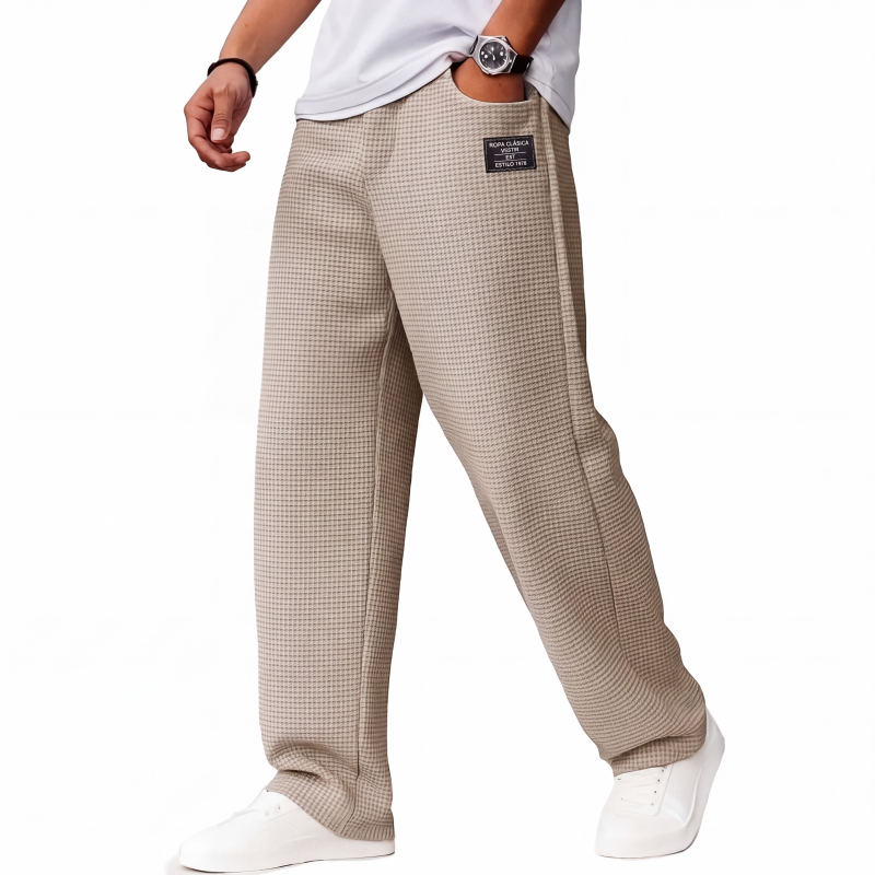 Pantalón Holgado de Punto Waffle para Hombre en color albaricoque